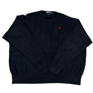 Vintage Polo Ralph Lauren Men's 2XL‎ Navy Cotton Crew Neck Sweater